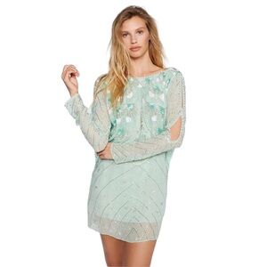 Jens Pirate Booty X Free People Dali Embellished Mint Green Backless Dress Sz S